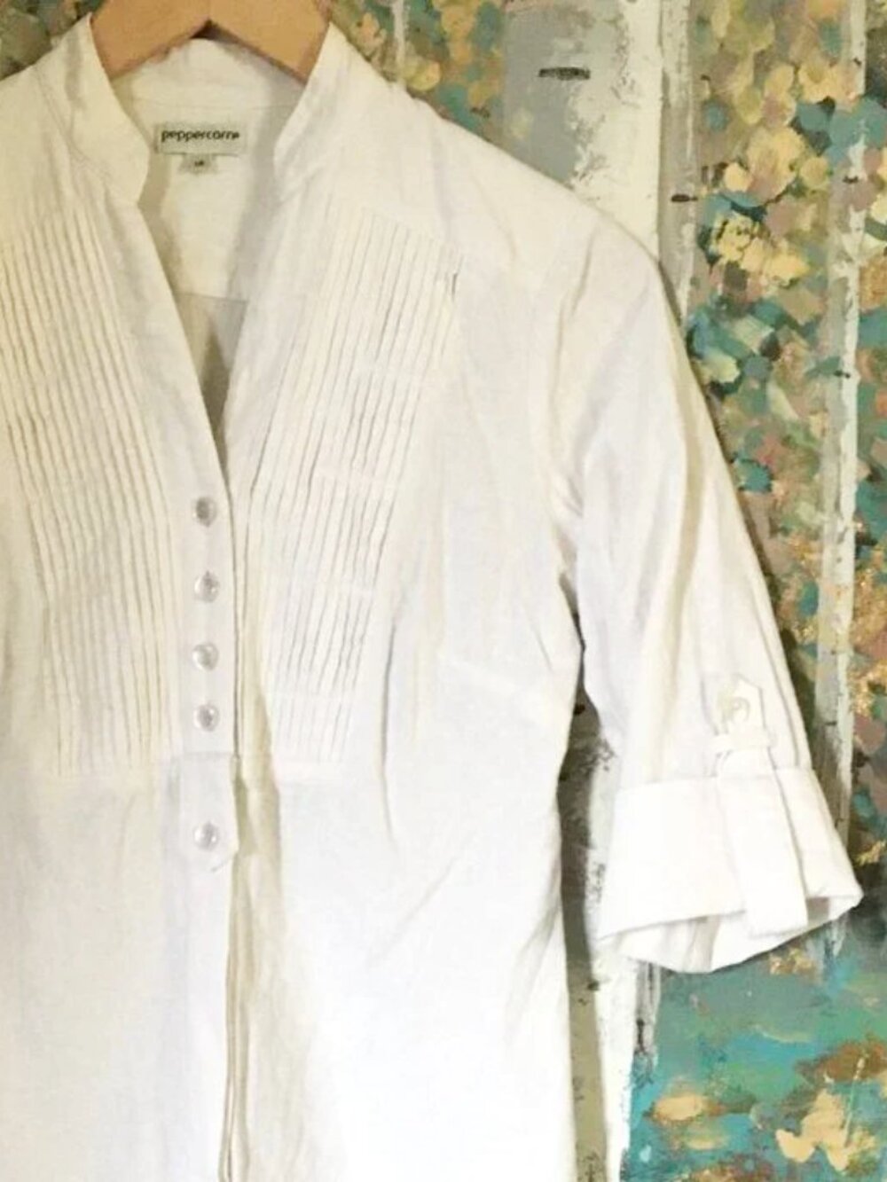 VTG Peppercorn Linen Blend Pintuck Tunic XS